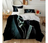 PEIHUODAN Set De Housse De Couette Halloween Microfibre Gothic Horror Movie Skeleton Print Bedding Set Boys Kids Men Quilt Cover Pillowcase Modern Bedroom Decor (Couleur 2,200x200cm)
