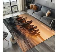 PEIHUODAN Tapis 3D Animal Cheval Au Galop, Tapi's De Décoration Moderne pour Jeux De Chevaux, Tapis De Sol pour Chambre D'adolescent Ou d'enfant, pour Salon, Chambre des Garçons (Couleur 5,50x80cm)