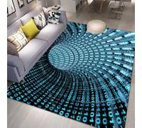 PEIHUODAN Tapis 3D Illusion Vortex Design Géométrique Optique Motif Abstrait Antidérapant Moelleux en Flanelle Décoration Sol Salon Chambre Bureau Entrée Maison Moderne (Couleur 6,140x200cm)