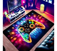PEIHUODAN Tapis Chambre Ado Gamer 3D Tapis Sol Gaming Deco Chambre Garcon Enfant Moderne Antidérapant Ciel étoilé Néon Coloré Graffiti Console De Jeu Flanelle Doux Carpets (Bleu,140x200cm)
