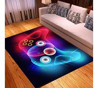 PEIHUODAN Tapis Chambre Ado Garcon Gamer Motif, Petit/Grand Tapis Chambre Adolescent Enfant Adulte Moderne Tapis Salon XXL Lavable Anti Derapant Tapis D Eveil Poil Court Doux (Noir Colore,80x160 cm)