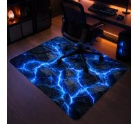 PEIHUODAN Tapis de Chaise Gaming Éclair Bleu Antidérapant Bureau Protection Sol Robuste E Sports Ordinateur Décoration Chambre Jeu Réduction Bruit Protecteur Roulette Mat (Couleur 6,100x200cm)