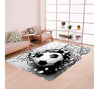 PEIHUODAN Tapis de Football, Tapis de Chambre Enfant Style Sport Jaune Gris Bleu Flamme Mur Motif Football Grand Tapis de Salon Tapis d'aire de Jeux Paillasson Lavable Tapis de Bain (Gris,100x120 cm)