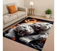 PEIHUODAN Tapis De Gaming Cool Style Tigre Blanc Ailes, Tapis Décoratifs D’Ambiance pour E-Sports D’Adolescents Et D’Enfants, Animalier Moderne Doux pour Salon Chambre À Coucher (Couleur 2,100x150cm)