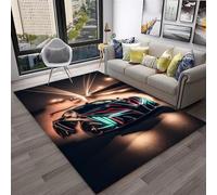 PEIHUODAN Tapis De Jeu Cool Cyber Cars, Tapis Décoratif pour La Salle De Jeu d'un Adolescent, Moderne Néon Carpet pour Voiture Piste pour Salon Et À La Chambre À Coucher (Couleur 3,160x230cm)