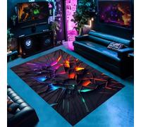 PEIHUODAN Tapis De Jeu, Tapis Décoratif 3D Visual Cool Line Light Style, Neon 3D Graffiti Gamepad Printed Floor Mat Gamer Game Carpet for Living Room E-Sport Room (Couleur 1,140x200cm)