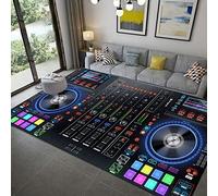 PEIHUODAN Tapis de Musique électronique DJ, Tapis de Salon Grande Musique Tapis de Chambre Garçon Adolescent Antidérapant Lavable Jeu de Tapis pour Enfants Tapis de Gymnastique (Gris,120 x 160 cm)