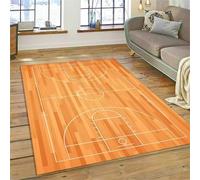 PEIHUODAN Tapis De Salon Style Basket Flammé, Tapis De Jeu Moderne Et Stylé avec Décor Terrain De Basket, Tapis Gaming Indispensable Ados Garçons en Chambre Salle D'e-Sport (Basketball 1,120x180cm)