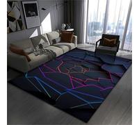 PEIHUODAN Tapis De Sol pour Adolescents Salon pour Enfants - Tapis De Jeu 3D Visual Cool Line Light Style pour Chambre À Coucher, Salle De Jeux Vidéo Jeux, Chambre De Garçon (Colour 6,100x120cm)
