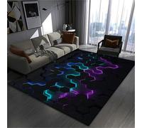 PEIHUODAN Tapis De Sol pour Adolescents Salon pour Enfants - Tapis De Jeu 3D Visual Cool Line Light Style pour Chambre À Coucher, Salle De Jeux Vidéo Jeux, Chambre De Garçon (Colour 4,140x200cm)