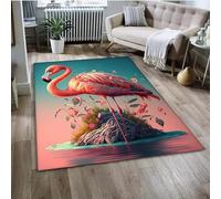 PEIHUODAN Tapis Décoratif 3D Flamingo, Tapis Moderne pour Salon Flamingo, Antidérapant Doux pour Chambres D'adolescents Et d'enfants, Aux Chambres À Coucher Et Salles De Jeux (Couleur 2,100x120cm)