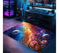 PEIHUODAN Tapis Décoratif Gaming Atmosphere, Mystérieux Galaxie, Ciel Étoilé, Visuel Cool Chambre De Garçon Adolescent Chevet Fußmatte Antidérapante pour Salon Chambre d'enfant (Couleur 3,160x230cm)