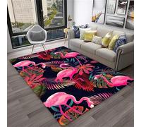 PEIHUODAN Tapis Décoratifs Green Jungle Classic Flamingo Area, Antidérapant pour Table Basse De Salon, Décoratif Moelleux Chambre D'adolescents Et Enfants, Idéal La des Garçons (Couleur 4,160x200cm)