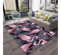 PEIHUODAN Tapis Décoratifs Green Jungle Classic Flamingo Area, Antidérapant pour Table Basse De Salon, Décoratif Moelleux Chambre D'adolescents Et Enfants, Idéal La des Garçons (Couleur 2,100x150cm)