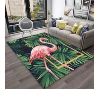 PEIHUODAN Tapis Décoratifs Green Jungle Classic Flamingo Area, Antidérapant pour Table Basse De Salon, Décoratif Moelleux Chambre D'adolescents Et Enfants, Idéal La des Garçons (Couleur 1,160x200cm)