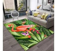PEIHUODAN Tapis Décoratifs Green Jungle Classic Flamingo Area, Antidérapant pour Table Basse De Salon, Décoratif Moelleux Chambre D'adolescents Et Enfants, Idéal La des Garçons (Couleur 6,140x200cm)