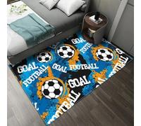 PEIHUODAN Tapis Foot pour Chambre Garçon Ado, Thème Sportif, Hip-hop, Graffiti, Tapis Football Antidérapant Lavable, en Flanelle Douce, pour Décoration De Chambre d'enfant (Bleu Ciel,80x160cm)