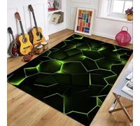 PEIHUODAN Tapis Gaming Effet Optique 3D Illusion Géométrique Polygone Tapis de Sol Antidérapant Lavable Tech Design Chambre Ado Salon Man Cave Décoration Grand Moderne (Couleur 5,100x120cm)