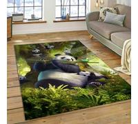 PEIHUODAN Tapis Moelleux 3D Cartoon Jungle Panda Bamboo, Tapis Antidérapant pour Salon D'adolescents Et d'enfants, Décoratif Adapté Aux Salles De Jeux Et Aux Chambres À Coucher (Couleur 1,140x200cm)
