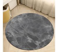 PEIHUODAN Tapis Rond 90 cm Marbre Noir Gris, Doux et Antidérapant, Motif de Marbre Doré Tapis de Sol pour Salon, Chambre à Coucher, étude, Décoration Intérieure Tapis de Bain Antidérapant, Color 1