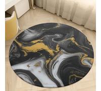 PEIHUODAN Tapis Rond 90 cm Marbre Noir Gris, Doux et Antidérapant, Motif de Marbre Doré Tapis de Sol pour Salon, Chambre à Coucher, étude, Décoration Intérieure Tapis de Bain Antidérapant, Color 6