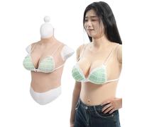 Peikey Faux Sein Silicone, [Version Demi-Crops] Fausse Poitrine avec Soutien-Gorge Approprié, Bust en Silicone réaliste pour Travesti, Crossdress, Cosplay, Bonnet G Chair avec Silicone Liquide