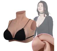 Peikey Faux Sein Silicone, [Version Polaire] avec Soutien-Gorge Approprié, détail de la Mise à Niveau Fausse Poitrine Bust en Silicone réaliste pour Travesti, Bonnet C Marron avec Silicone Liquide