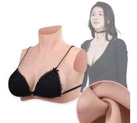 Peikey Faux Sein Silicone, [Version Polaire] avec Soutien-Gorge Approprié, détail de la Mise à Niveau Fausse Poitrine Bust en Silicone réaliste pour Travesti, Bonnet E Blanc avec Coton Léger