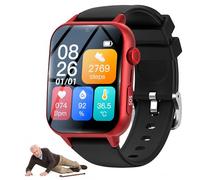 PEIKVOUL Montre Connectée 4G Senior avec SOS, GPS et Détection de Chute, Traceur GPS, Appels Vidéo, Appels Bidirectionnels, IP67 pour Personnes Âgées, Carte SIM Requise (Rouge)