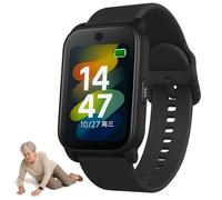 PEIKVOUL Montre Connectée Senior avec Détection de Chute, GPS, Alarme SOS, Appel Vidéo HD, Étanche IP67 - Traceur GPS pour Personnes Âgées Alzheimer et Démence,Noir
