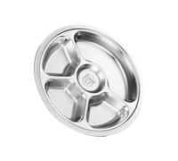 PEILINZE Assiette ronde divisée en acier inoxydable de 28 cm avec plusieurs compartiments alimentaires pour la maison, la cuisine, la salle à manger, le micro-ondes