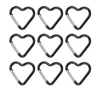 PEILINZE Lot de 9 mousquetons légers en forme de cœur multicolores pour camping, randonnée, voyage