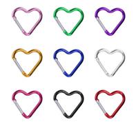 PEILINZE Lot de 9 mousquetons légers en forme de cœur multicolores pour camping, randonnée, voyage