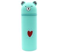 PEILINZE Porte-stylo en silicone avec motif ours de dessin animé - Trousse à crayons avec fermeture éclair - Pour étudiant