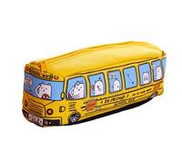 PEILINZE Trousse à stylos en toile en forme de bus de dessin animé avec fermeture éclair - Grande capacité - Organiseur de papeterie pour étudiant