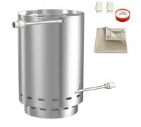 PEILU Chauffage de piscine à bois pour jacuzzi, tonneau à feu en acier avec spirale chauffante de 14 m, raccords de Ø 32/38 mm, grille d'aération perforée et bac à cendres, chauffage pour feu de