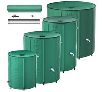 PEILU Récupérateur d'eau de pluie pliable de 200 l avec robinet, échelle et drainage, portable, avec tige de support, vert, pour recueillir l'eau de pluie de jardin