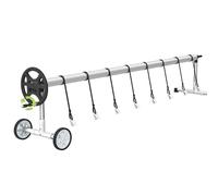 PEILU Système d'enroulement pour film de piscine 3 m à 5,7 m Enrouleur de piscine avec clips et rubans Enrouleur manuel résistant aux intempéries pour bâche solaire, bâche de piscine et couverture