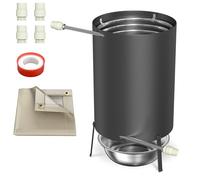 PEILU Tonneau à feu avec spirale chauffante, Ø 32 mm/Ø 38 mm, tapis ignifuge et sac résiduel, bac de récupération, noir, douche de jardin, chauffage, piscine, seau chauffant avec feu pour piscine (1