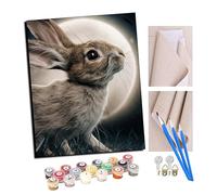 Peindre par Nombre DIY Acrylique Peinture Kit pour Adultes Débutant - 16 * 20 Pouces Avec cadre Lapin lunaire qui court avec 4 Brosses et Peintures Acryliques