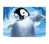 Peindre par Nombre,Kit de par Numero pour Adultes DIY Peinture pour Adultes Enfants Seniors Peinture avec Pinceaux Acrylique Pigmentée Pigmentée Cadeau mignon, pingouin, animal 60x75cm avec cadre