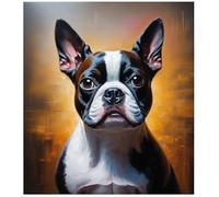 Peindre par Nombre Kits pour Adultes,Boston Terrier,DIY Peinture à l'huile Kits pour,pour la Décoration Intérieure Maison 40x50cm (sans Cadre)
