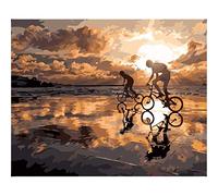 Peindre par Nombre Peinture Numéro Vélo et garçon Peinture Acrylique Peinte à la Main sur Toile pour Adultes Kits de Bricolage décoration de la Maison Art Mural 40x50cm