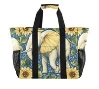 Peint à la main Art Elephant Painting Utility Tote Tote Bag Pliable Résistant à l'eau Toile Tote Bag Pour Plage, Peinture éléphant peinte à la main, 1 size, Tendance