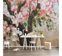 Peint À La Main Encre De Chine Arbres Fleurs Art Papier Peint 3d Moderne Soie Texturée Haut De Gamme IdéAl Pour Le Salon Et La Chambre à Coucher-250cm×170cm