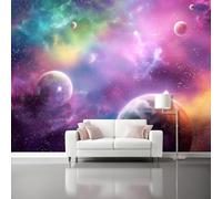 peint intissé Galaxie colorée, science-fiction magnifique Design unique et moderne 300 x 210 cm Toison Mur Muraux Décoration Murale Salon Chambre Violet coloré