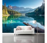 peint intissé Paysages Lacs Réalisme Nature Design unique et moderne 400 x 280 cm Toison Mur Muraux Décoration Murale Salon Chambre Bleu Vert