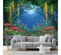 peint panoramique 200 x 140 cm Tapisserie panoramique mural décoration salon - Design moderne Champignons Forêt de conte de féesPapier peint pour différentes pièces Violet Rouge