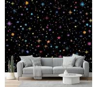 peint panoramique 200 x 140 cm Tapisserie panoramique mural décoration salon - Design moderne Ciel étoilé coloré et rêveurPapier peint pour différentes pièces Couleur noire