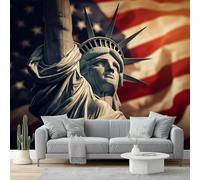 peint panoramique 200 x 140 cm Tapisserie panoramique mural décoration salon - Design moderne Statue de la Liberté américainePapier peint pour différentes pièces Gris Rouge
